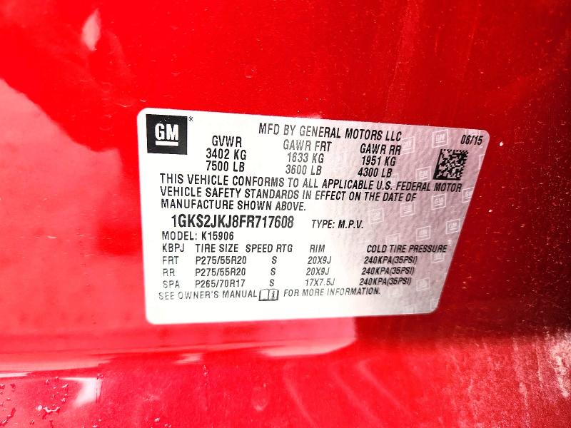 Aukcja sprzedaży 2015 Gmc Yukon Xl, vin: 1GKS2JKJ8FR717608, numer aukcji: 62134156