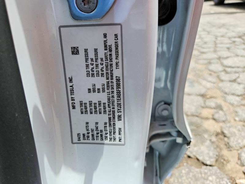 Aukcja sprzedaży 2025 Tesla Model 3, vin: 5YJ3E1EA6SF998987, numer aukcji: 59573266