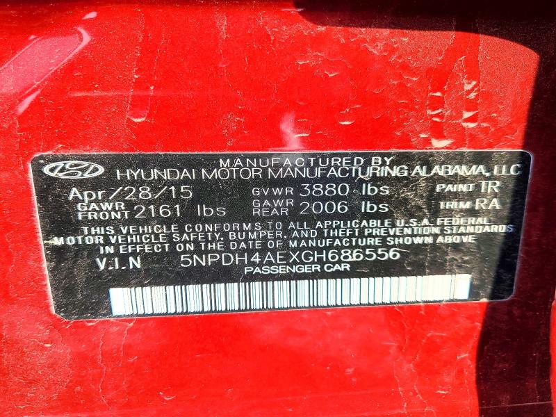 2016 Hyundai Elantra მანქანა იყიდება აუქციონზე, vin: 5NPDH4AEXGH686556, აუქციონის ნომერი: 61441226