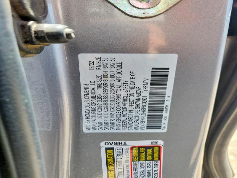Продаж на аукціоні авто 2023 Honda Odyssey, vin: 5FNRL6H66PB033901, номер лоту: 60587796