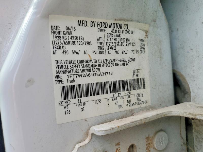 2016 Ford F250 მანქანა იყიდება აუქციონზე, vin: 1FT7W2A61GEA31718, აუქციონის ნომერი: 60130626