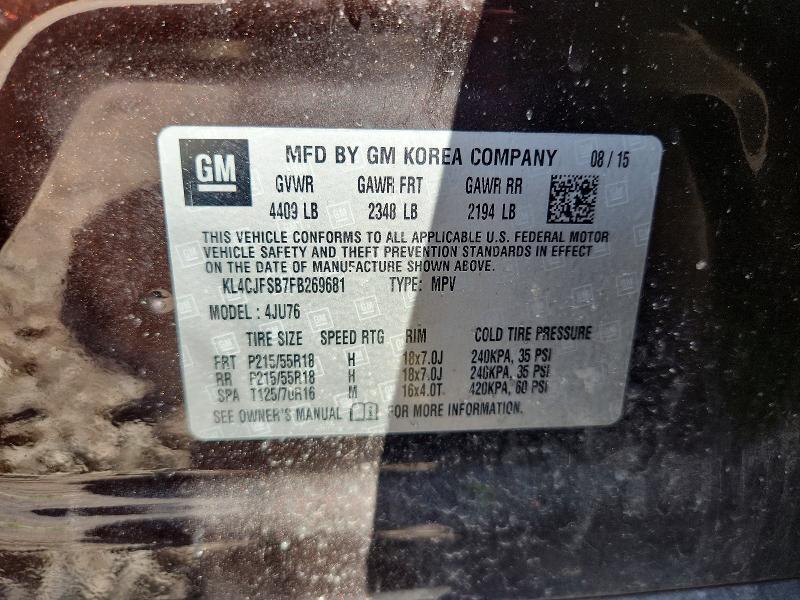 60609686 :رقم المزاد ، KL4CJFSB7FB269681 vin ، 2015 Buick Encore مزاد بيع