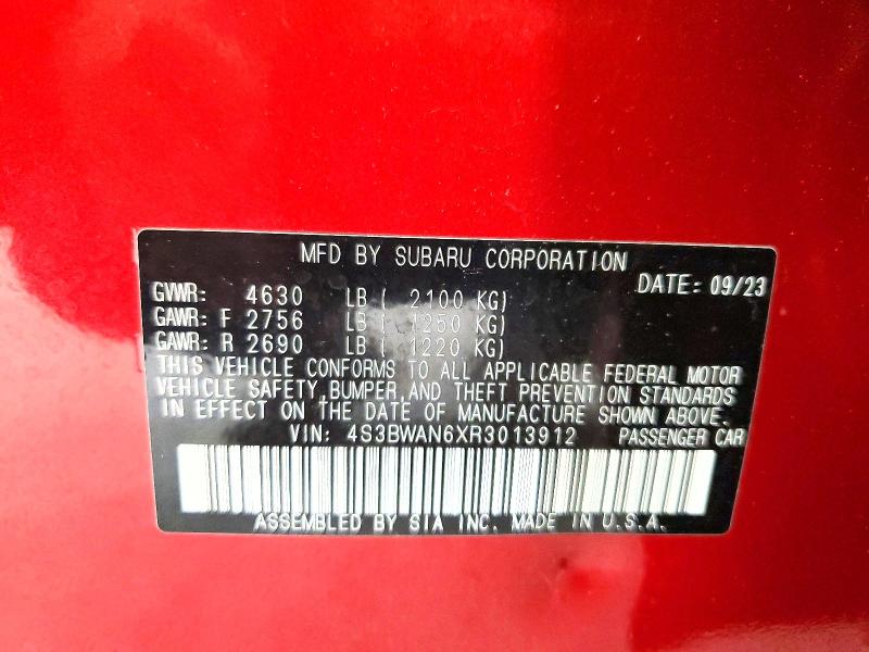 Aukcja sprzedaży 2024 Subaru Legacy, vin: 4S3BWAN6XR3013912, numer aukcji: 60141326