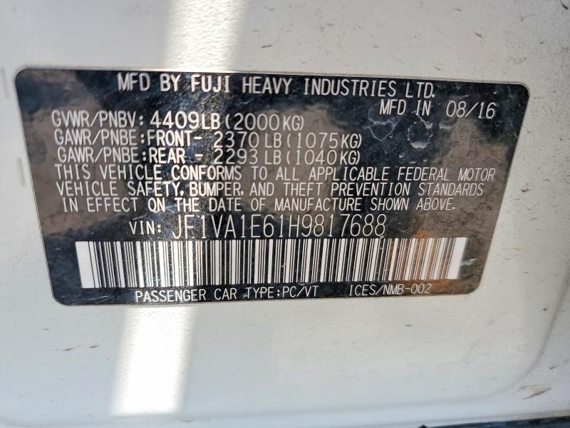 Aukcja sprzedaży 2017 Subaru Wrx, vin: JF1VA1E61H9817688, numer aukcji: 60786806