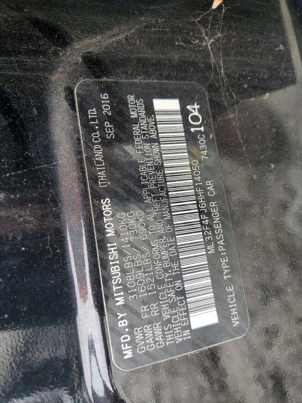 2017 Mitsubishi Mirage მანქანა იყიდება აუქციონზე, vin: ML32F4FJ6HHF14050, აუქციონის ნომერი: 61549216