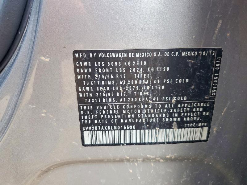 62575566 :رقم المزاد ، 3VV2B7AX8LM015596 vin ، 2020 Volkswagen Tiguan مزاد بيع