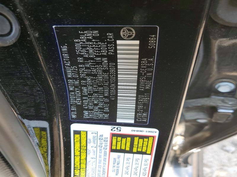 Aukcja sprzedaży 2025 Toyota Camry, vin: 4T1DBADK1SU539070, numer aukcji: 62088876