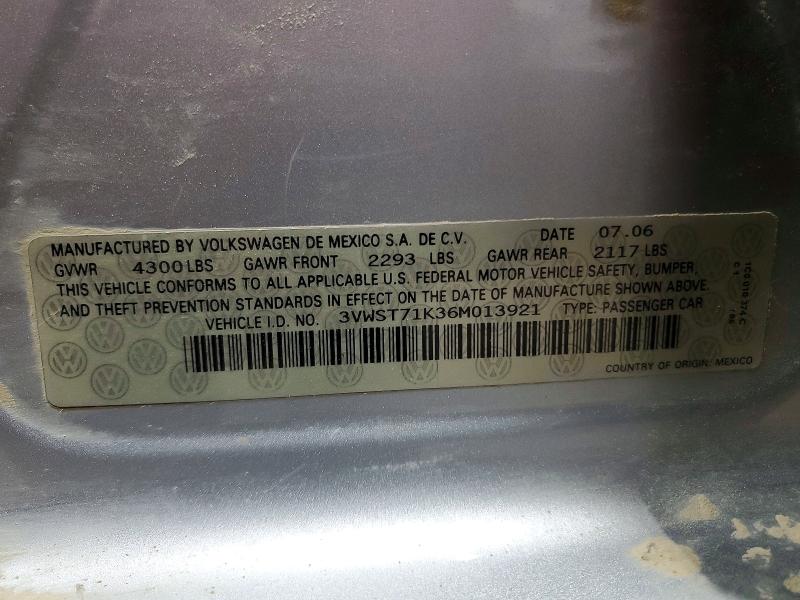 60858326 :رقم المزاد ، 3VWST71K36M013921 vin ، 2006 Volkswagen Jetta مزاد بيع