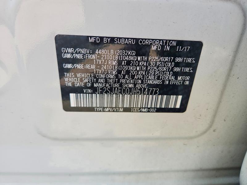 Продажа на аукционе авто 2018 Subaru Forester, vin: JF2SJAEC0JH514773, номер лота: 61286866