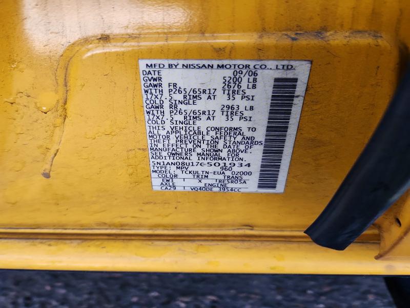 62326696 :رقم المزاد ، 5N1AN08U17C501934 vin ، 2007 Nissan Xterra مزاد بيع