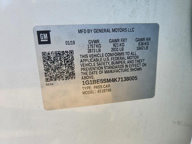 Продаж на аукціоні авто 2019 Chevrolet Cruze, vin: 1G1BE5SM4K7138005, номер лоту: 63405156