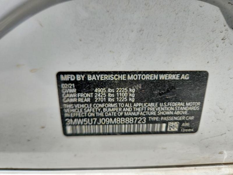 Продажа на аукционе авто 2021 Bmw M340i, vin: 3MW5U7J09M8B88723, номер лота: 62941756