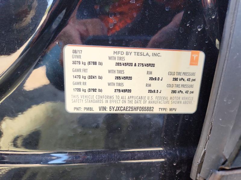62472526 :رقم المزاد ، 5YJXCAE25HF065882 vin ، 2017 Tesla Model X مزاد بيع