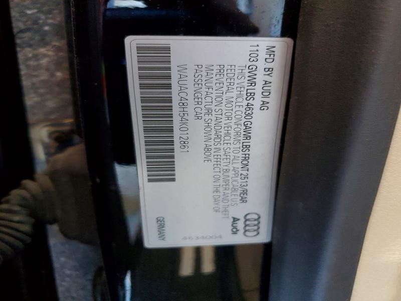 2004 Audi A4 მანქანა იყიდება აუქციონზე, vin: WAUAC48H54K012861, აუქციონის ნომერი: 62678026