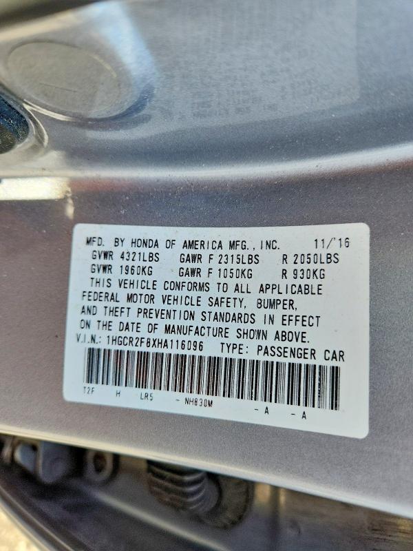 Aukcja sprzedaży 2017 Honda Accord, vin: 1HGCR2F8XHA116096, numer aukcji: 62443726