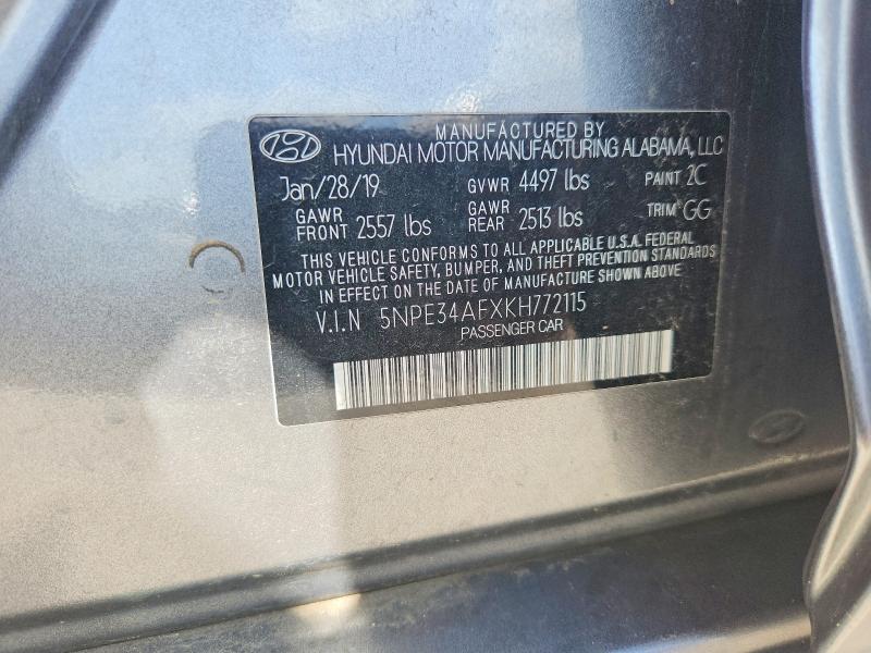 Aukcja sprzedaży 2019 Hyundai Sonata, vin: 5NPE34AFXKH772115, numer aukcji: 59997286
