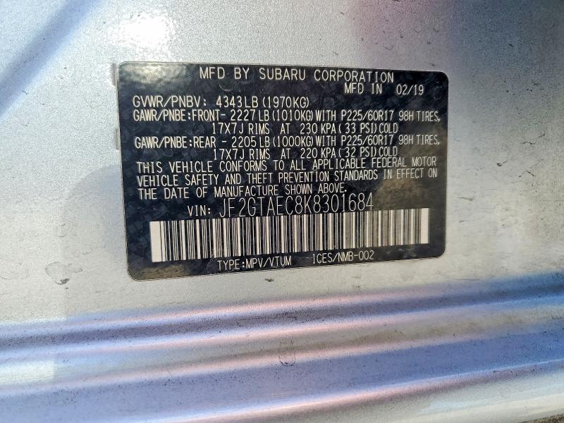Продажа на аукционе авто 2019 Subaru Crosstrek, vin: JF2GTAEC8K8301684, номер лота: 60090376