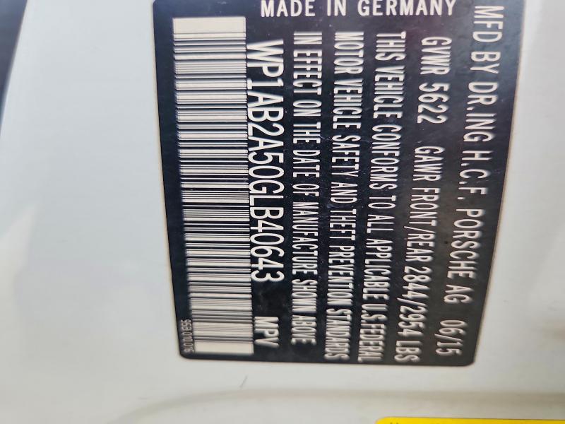 Aukcja sprzedaży 2016 Porsche Macan, vin: WP1AB2A50GLB40643, numer aukcji: 62888876