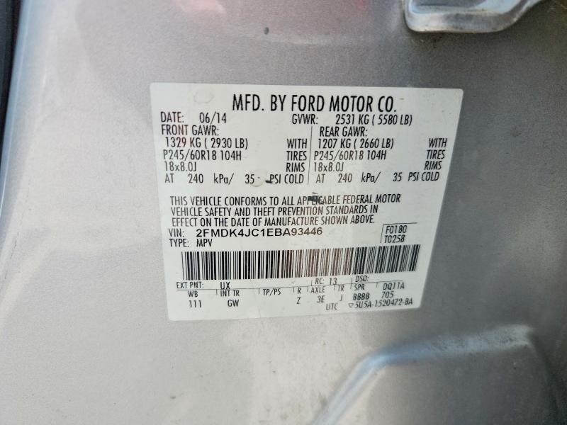 63204416 :رقم المزاد ، 2FMDK4JC1EBA93446 vin ، 2014 Ford Edge مزاد بيع