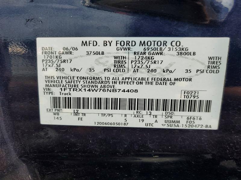 Aukcja sprzedaży 2006 Ford F150, vin: 1FTRX14W76NB74408, numer aukcji: 60802376