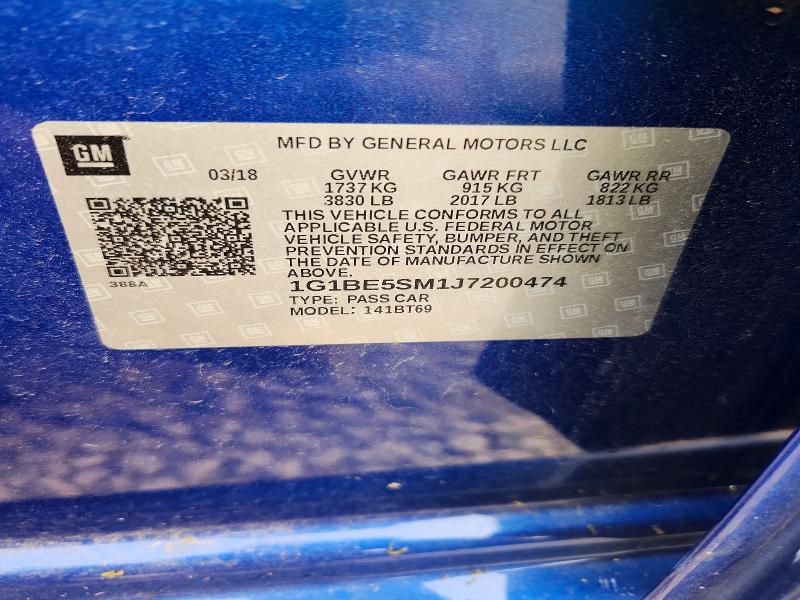 61623996 :رقم المزاد ، 1G1BE5SM1J7200474 vin ، 2018 Chevrolet Cruze مزاد بيع