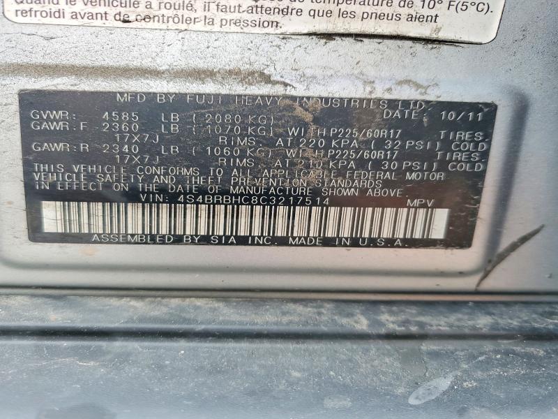 Продаж на аукціоні авто 2012 Subaru Outback, vin: 4S4BRBHC8C3217514, номер лоту: 60612246