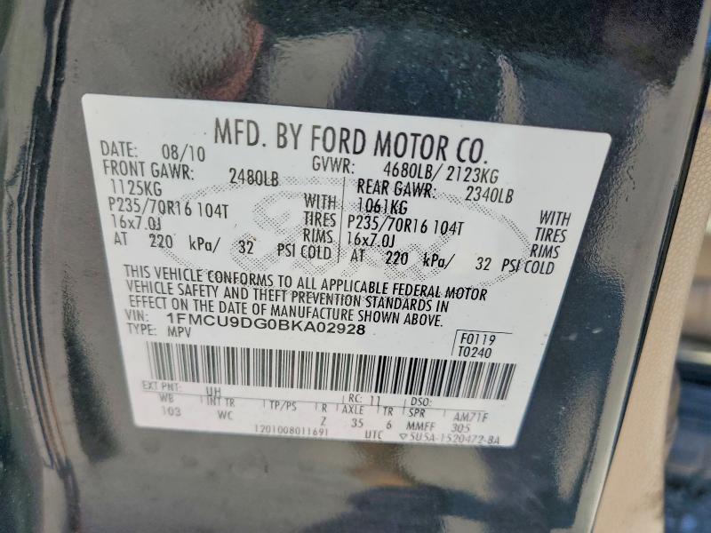 Aukcja sprzedaży 2011 Ford Escape, vin: 1FMCU9DG0BKA02928, numer aukcji: 62647856