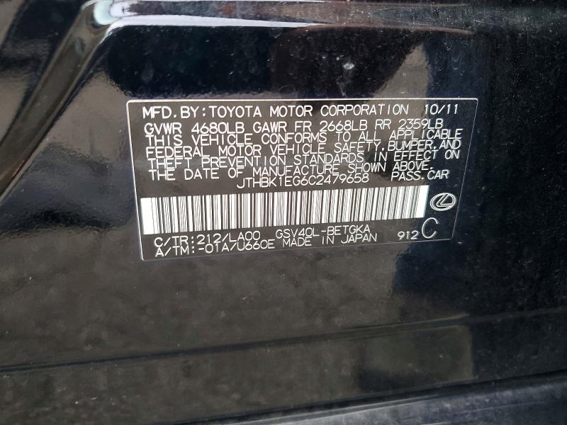 Продажа на аукционе авто 2012 Lexus Es, vin: JTHBK1EG6C2479658, номер лота: 59696866