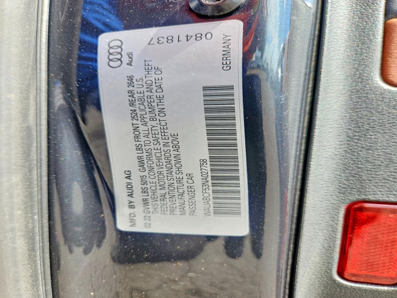 Aukcja sprzedaży 2022 Audi A5, vin: WAUABCF53NA027758, numer aukcji: 60299896
