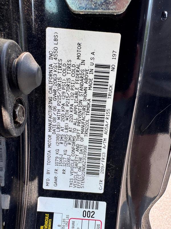 Продаж на аукціоні авто 2006 Toyota Tacoma, vin: 5TENX22N06Z313998, номер лоту: 61755696