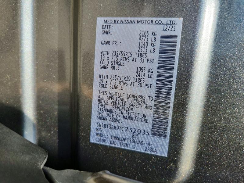 2026 Nissan Rogue მანქანა იყიდება აუქციონზე, vin: 5N1BT3BB9TC752035, აუქციონის ნომერი: 60603726