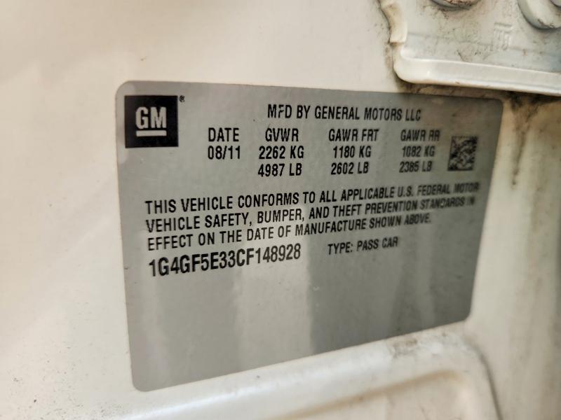 61214376 :رقم المزاد ، 1G4GF5E33CF148928 vin ، 2012 Buick Lacrosse مزاد بيع