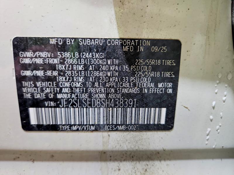 2025 Subaru Forester მანქანა იყიდება აუქციონზე, vin: JF2SLSED8SH438391, აუქციონის ნომერი: 61167826