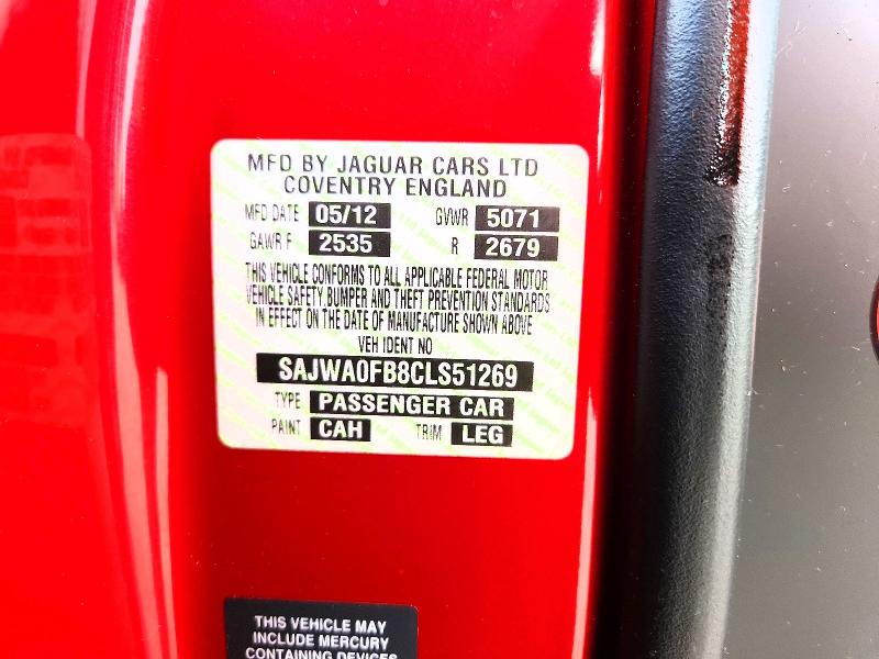 Aukcja sprzedaży 2012 Jaguar Xf, vin: SAJWA0FB8CLS51269, numer aukcji: 61996336