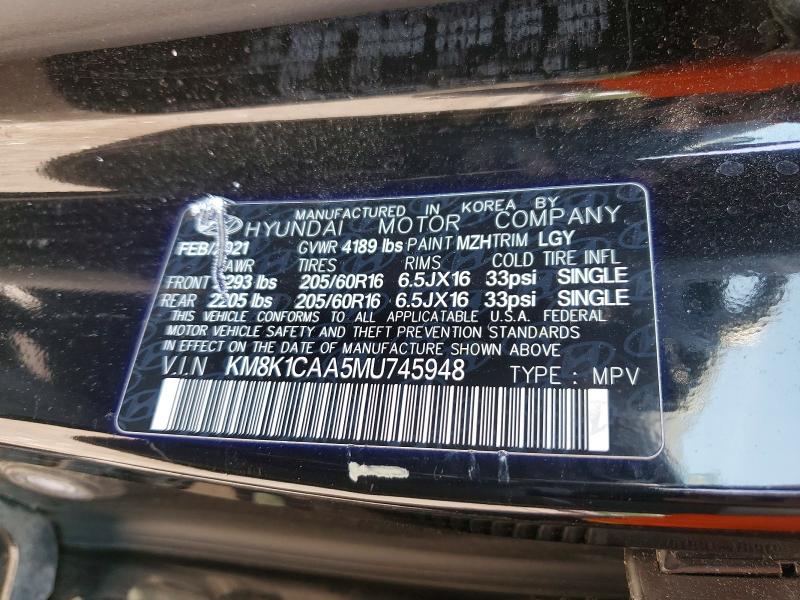 Aukcja sprzedaży 2021 Hyundai Kona, vin: KM8K1CAA5MU745948, numer aukcji: 60076526