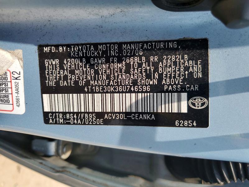 Продажа на аукционе авто 2006 Toyota Camry, vin: 4T1BE30K36U746596, номер лота: 59188236