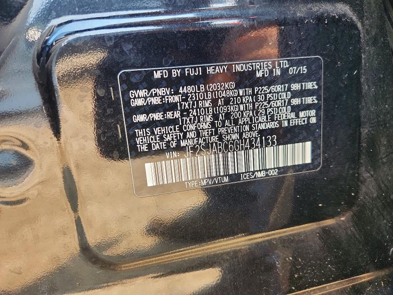 Aukcja sprzedaży 2016 Subaru Forester, vin: JF2SJABC6GH434133, numer aukcji: 62646166
