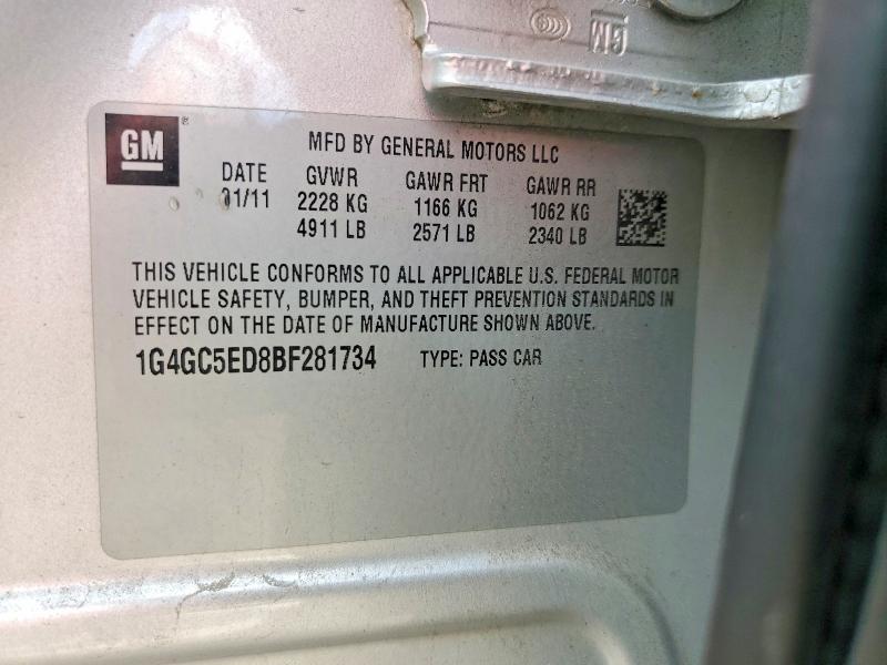 Продажа на аукционе авто 2011 Buick Lacrosse, vin: 1G4GC5ED8BF281734, номер лота: 61176046