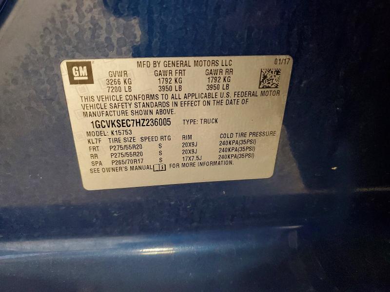 2017 Chevrolet Silverado მანქანა იყიდება აუქციონზე, vin: 1GCVKSEC7HZ236005, აუქციონის ნომერი: 62503586