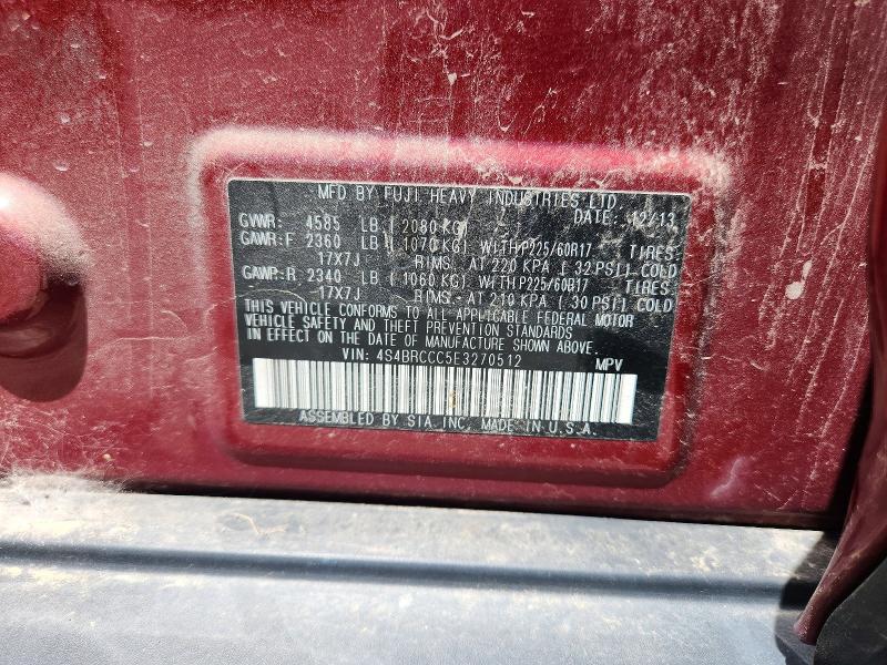 2014 Subaru Outback მანქანა იყიდება აუქციონზე, vin: 4S4BRCCC5E3270512, აუქციონის ნომერი: 60885196