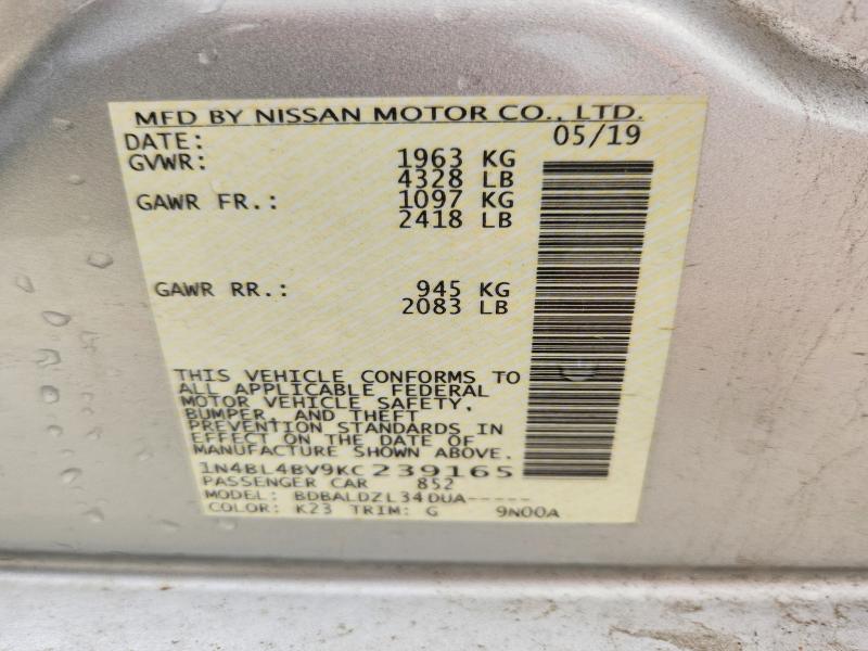 Продажа на аукционе авто 2019 Nissan Altima, vin: 1N4BL4BV9KC239165, номер лота: 62848676