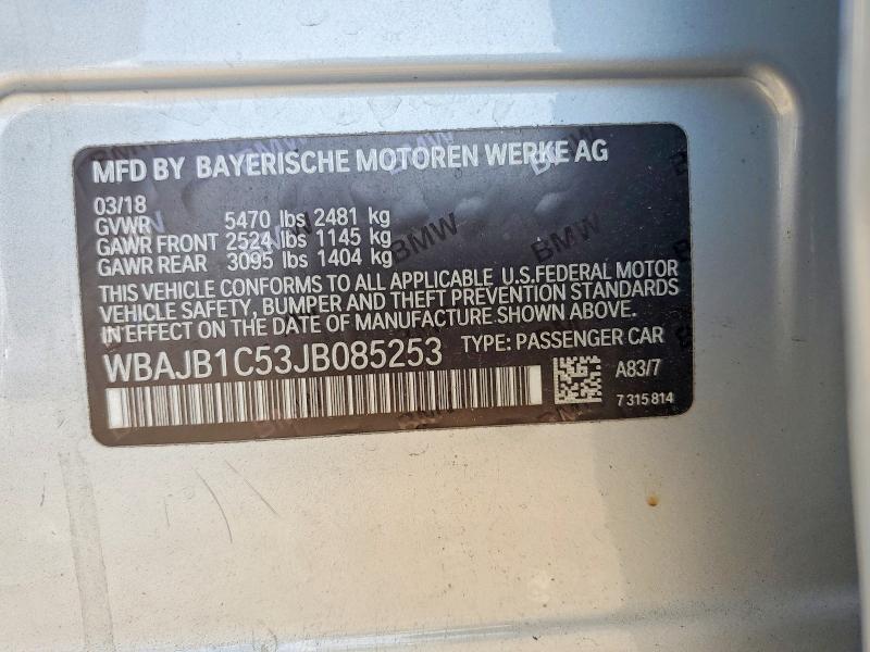 Aukcja sprzedaży 2018 Bmw 530xe, vin: WBAJB1C53JB085253, numer aukcji: 59248506