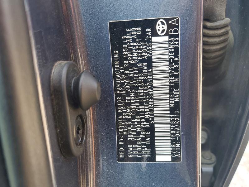 63208226 :رقم المزاد ، 5YFBURHE3HP701084 vin ، 2017 Toyota Corolla مزاد بيع