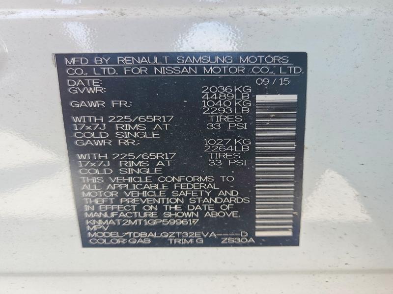 Продажа на аукционе авто 2016 Nissan Rogue, vin: KNMAT2MT1GP599617, номер лота: 61044816