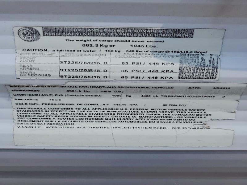 Продажа на аукционе авто 2011 Heartland Rv Trailers, vin: 5SFEB3027BE218720, номер лота: 60566816