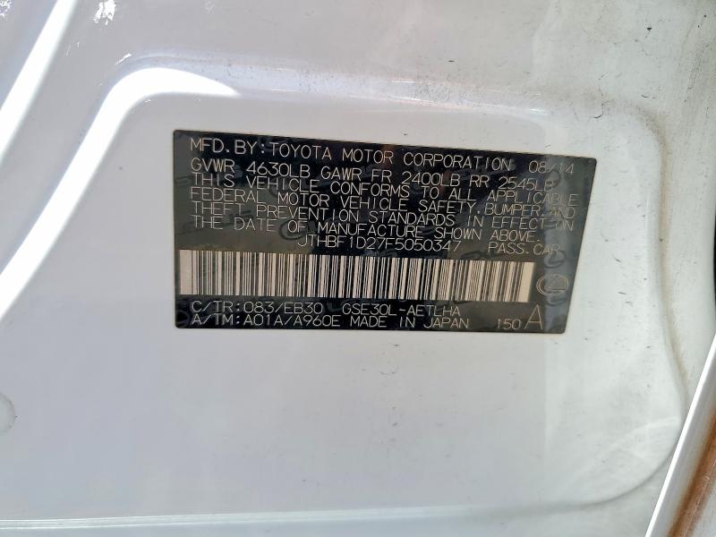 Продажа на аукционе авто 2015 Lexus Is, vin: JTHBF1D27F5050347, номер лота: 62075426
