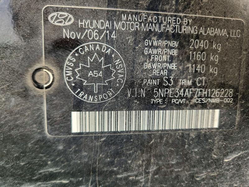 2015 Hyundai Sonata მანქანა იყიდება აუქციონზე, vin: 5NPE34AF7FH126228, აუქციონის ნომერი: 62046976