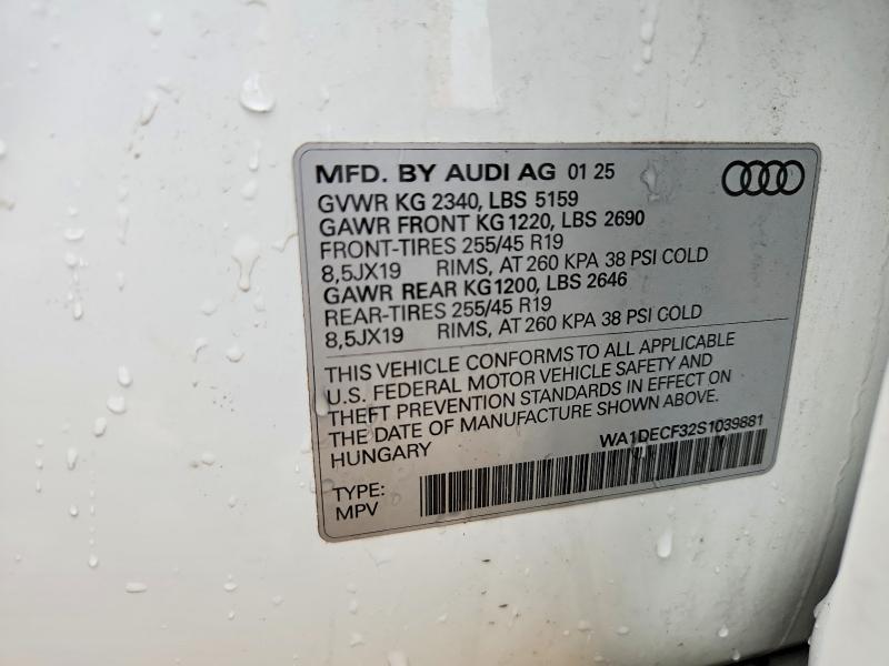 Aukcja sprzedaży 2025 Audi Q3, vin: WA1DECF32S1039881, numer aukcji: 61894656