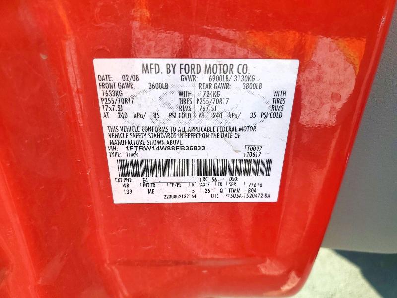 Aukcja sprzedaży 2008 Ford F150, vin: 1FTRW14W88FB36833, numer aukcji: 61022836