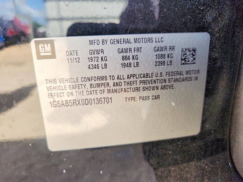 60128746 :رقم المزاد ، 1G6AB5RX0D0136701 vin ، 2013 Cadillac Ats مزاد بيع